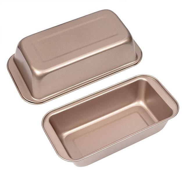 Nostick Bakeware Loaf Pan Set of 2, 9 x 5inch Carbon Steel Bread Toast Mold Baking Pan, Gold