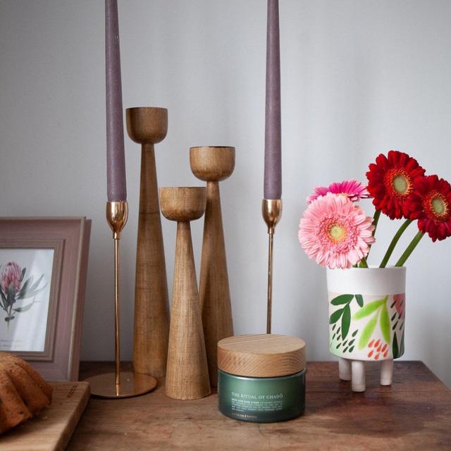 wooden set of 3 candlesticks scandinavian style primitive candle holder home decorative japanese decor rustic texture Handmade holder gift