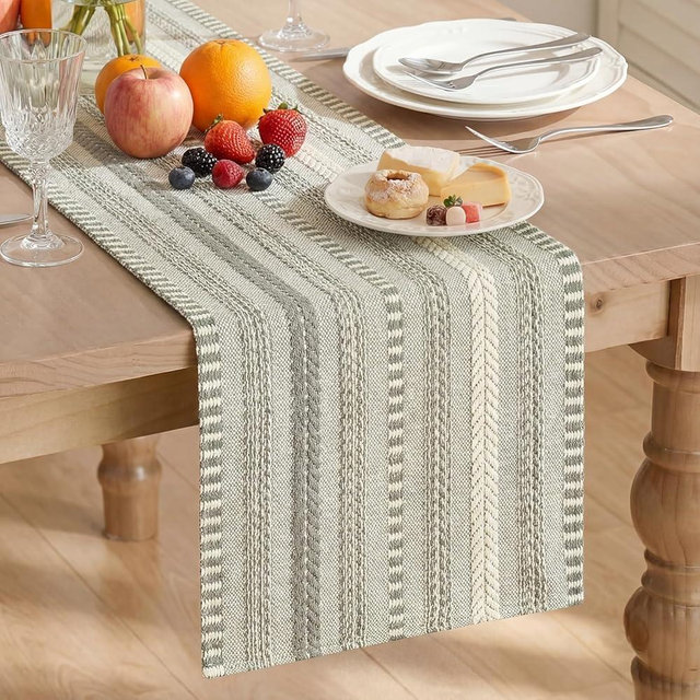 Artoid Mode Dark Grey Farmhouse Woven Table Runner, Seasonal Holiday Rustic Kitchen Dining Table Decoration for Home Party Decor 12x120 Inch