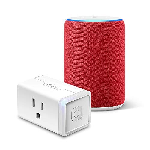 Echo (3rd Gen) RED Bundle with TP-Link simple set up smart plug
