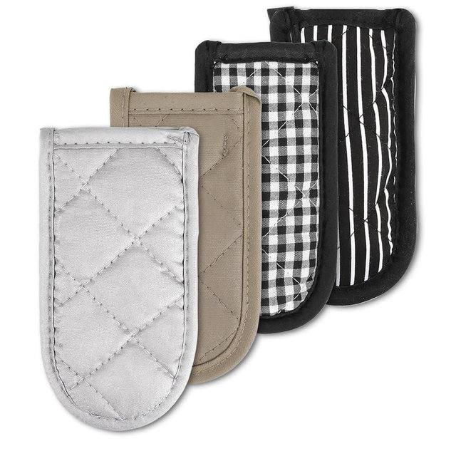 4 Pieces Hot Handle Covers Heat Resistant Pot Sleeve Grip Cotton Cast Iron Skillet Handle Covers Non-Slip Machine Washable Handle Mitts for Kitchen BBQ Baking Cooking Cookwares
