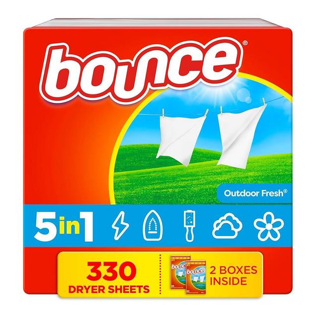 Bounce Dryer Sheets, 330 count, Outdoor Fresh Scent, Fabric Softener Sheets, Reduces Static, Softens and Fights Wrinkles