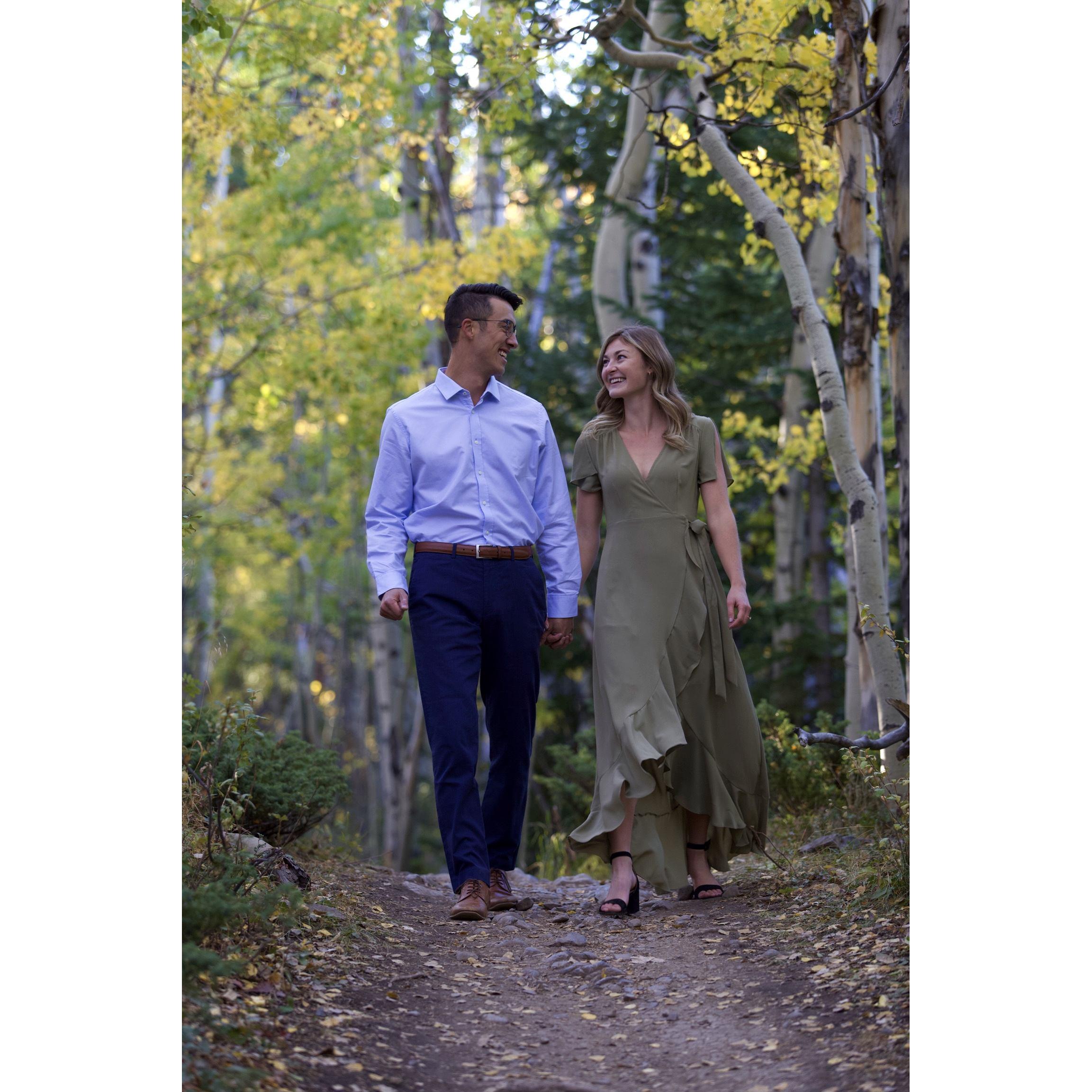 Engagement photos at Aspen Alley in Breckenridge