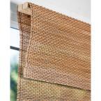 Premium True-to-Size Brown Acorn Cordless Light Filtering Natural Woven Bamboo Roman Shade 34 in. W x 64 in. L