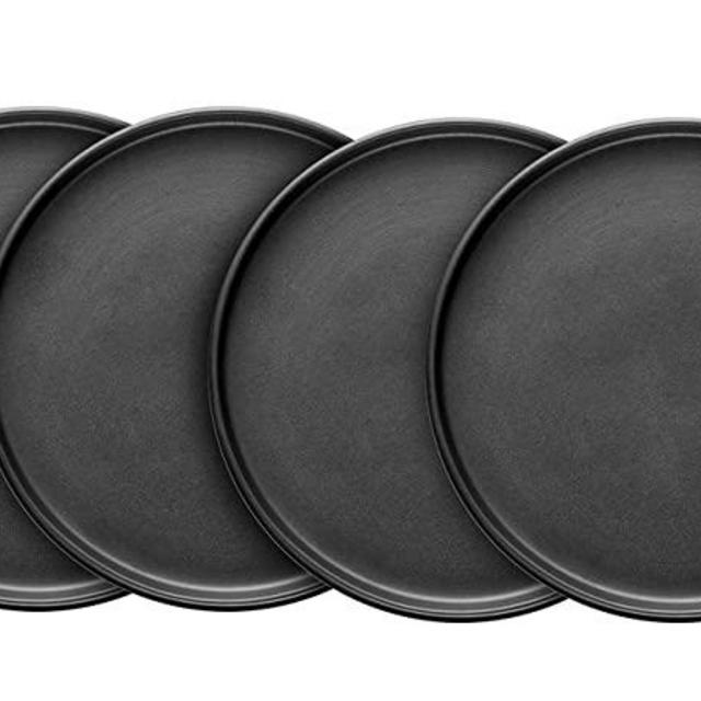 Stone Lain Coupe Dinnerware Set, 4 Salad Plates, Matte Black
