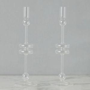Clear Glass Candlestick Pair | 12in