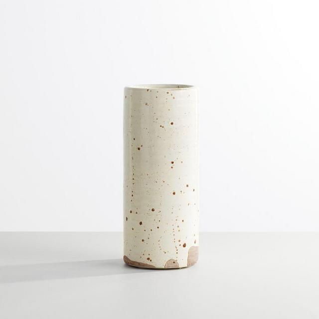 Terra Cotta Speckled Vase, White, Medium, 10"H