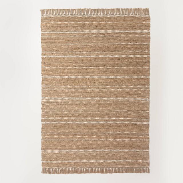 9' x 12" Natural Jute Variegated Stripe Area Rug Cream - Hearth & Hand™ with Magnolia
