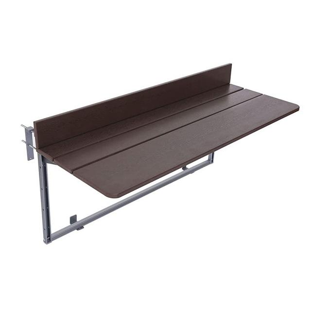 FURNIKNA Balcony Bar Table for Railings, Balcony Railing Hanging Table Folding Balcony Table Hanging Adjustable Deck Table for Patio, Garden (Brown, 60 * 37cm)