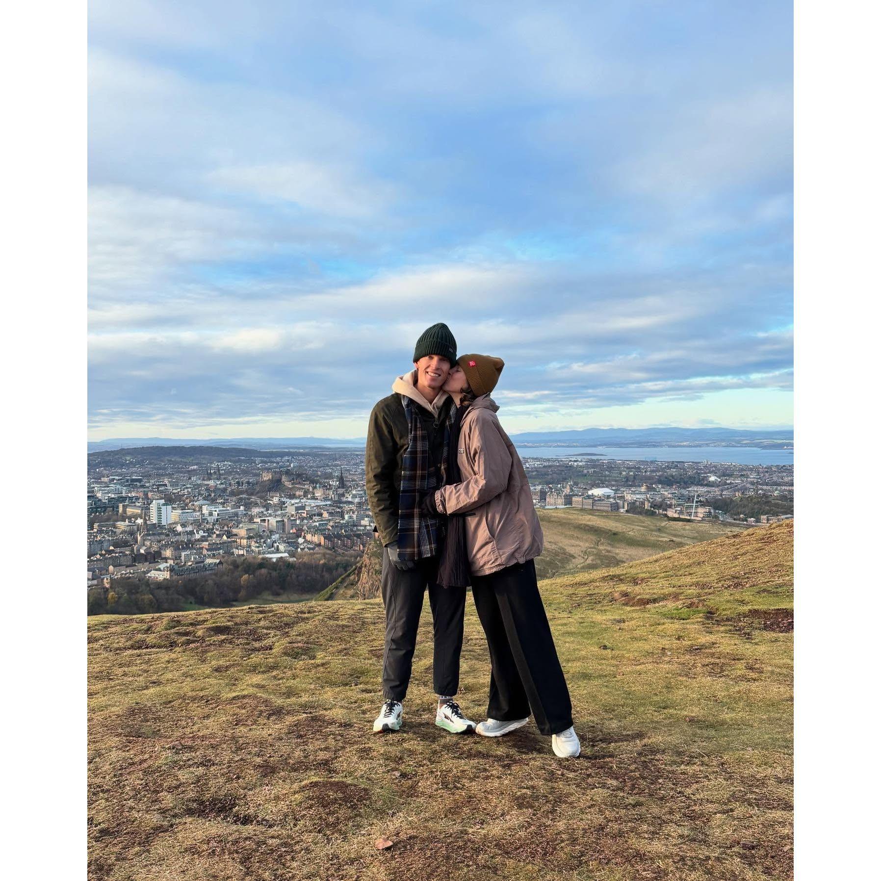 The last hike we did before we got engaged. Arthur's seat in Scotland!
