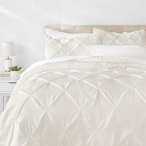 AmazonBasics Pinch Pleat Comforter Bedding Set, King, Cream