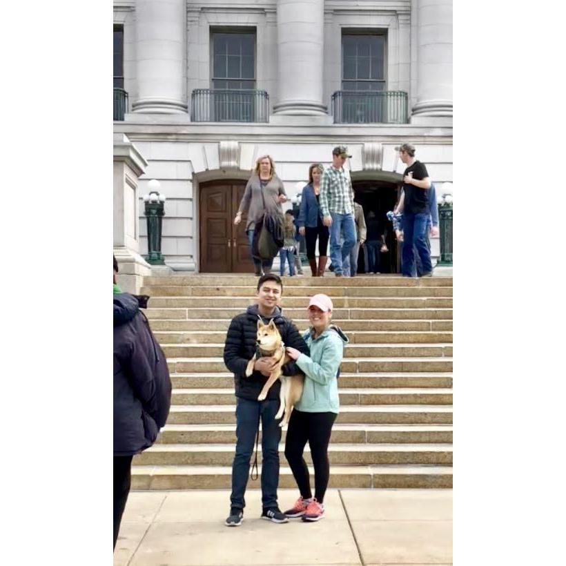 Jeremy and Finn's first Capitol Square Farmer's Market (Madison, 2018)