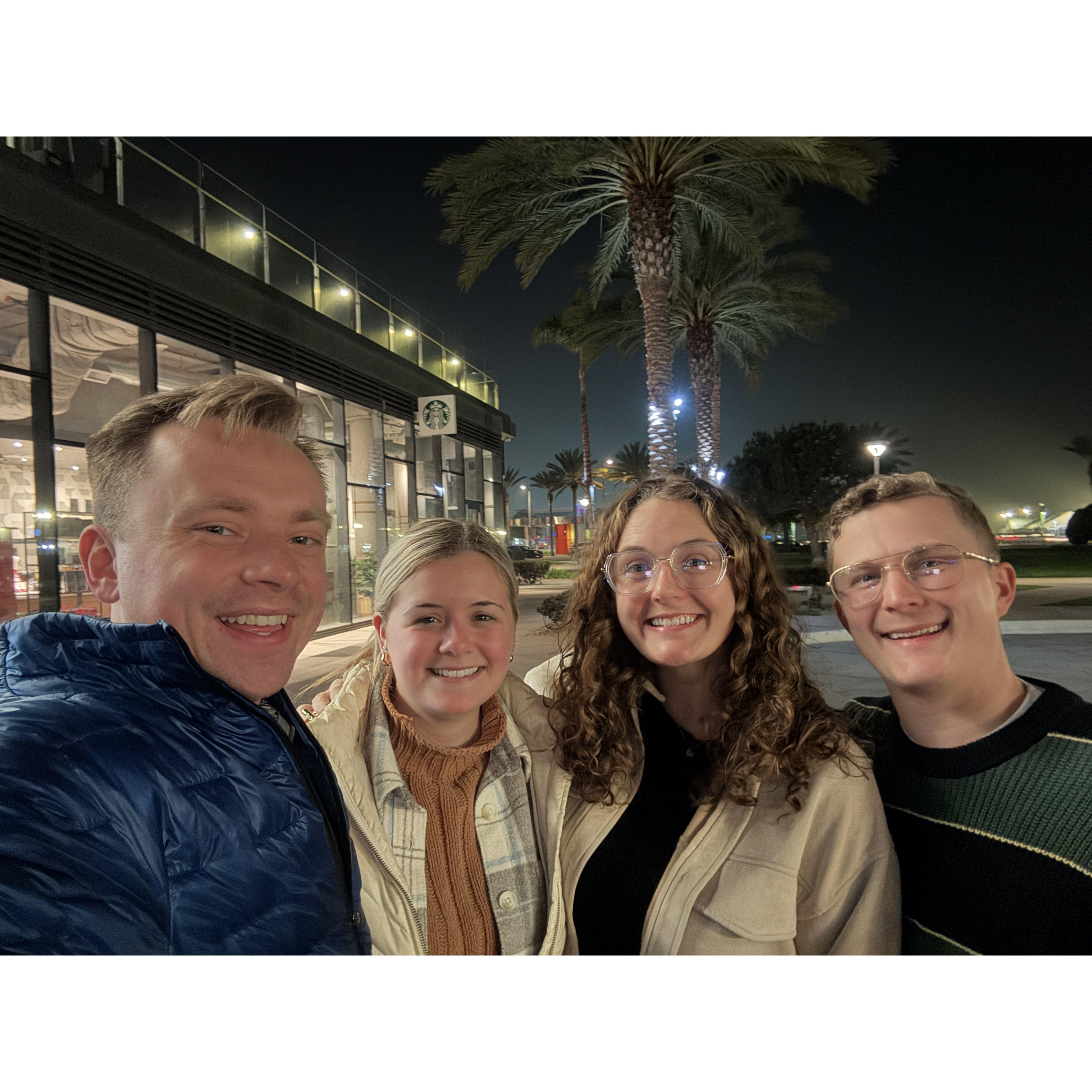 Julianna and Evan! We love you guys! Had a blast in San Diego every time we visited... especially that one Ramen joint... Evan have so much fun in Japan.. we will Miss YOU