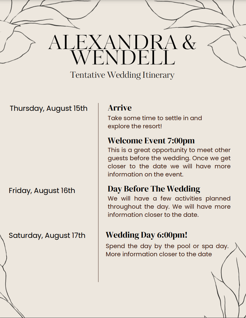 The Wedding Website of Alexandra Aguilera and Wendell Champion II