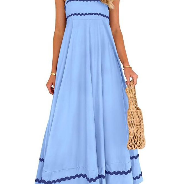 PRETTYGARDEN Women's 2026 Summer Flowy Maxi Dress Casual Sleeveless Spaghetti Strap Ruffle Beach Long Dresses