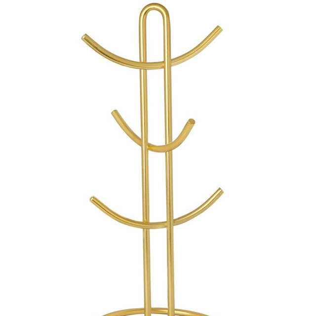 Spectrum Diversified Euro Kitchen Countertop 6-Cup Mug Holder Tree, Coffee Cup Holder with 8 Hooks, Gold