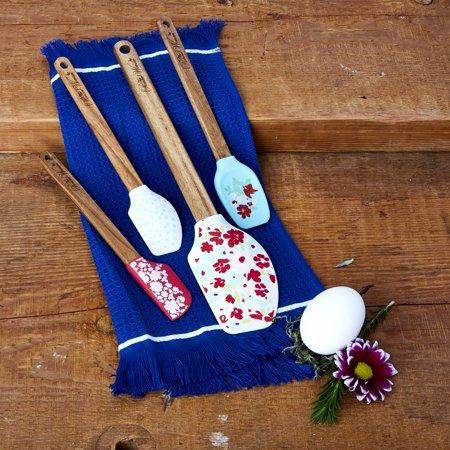 The Pioneer Woman, Garden Party Silicone Spatula and Mini Spatula Set, 4 pack, Teal