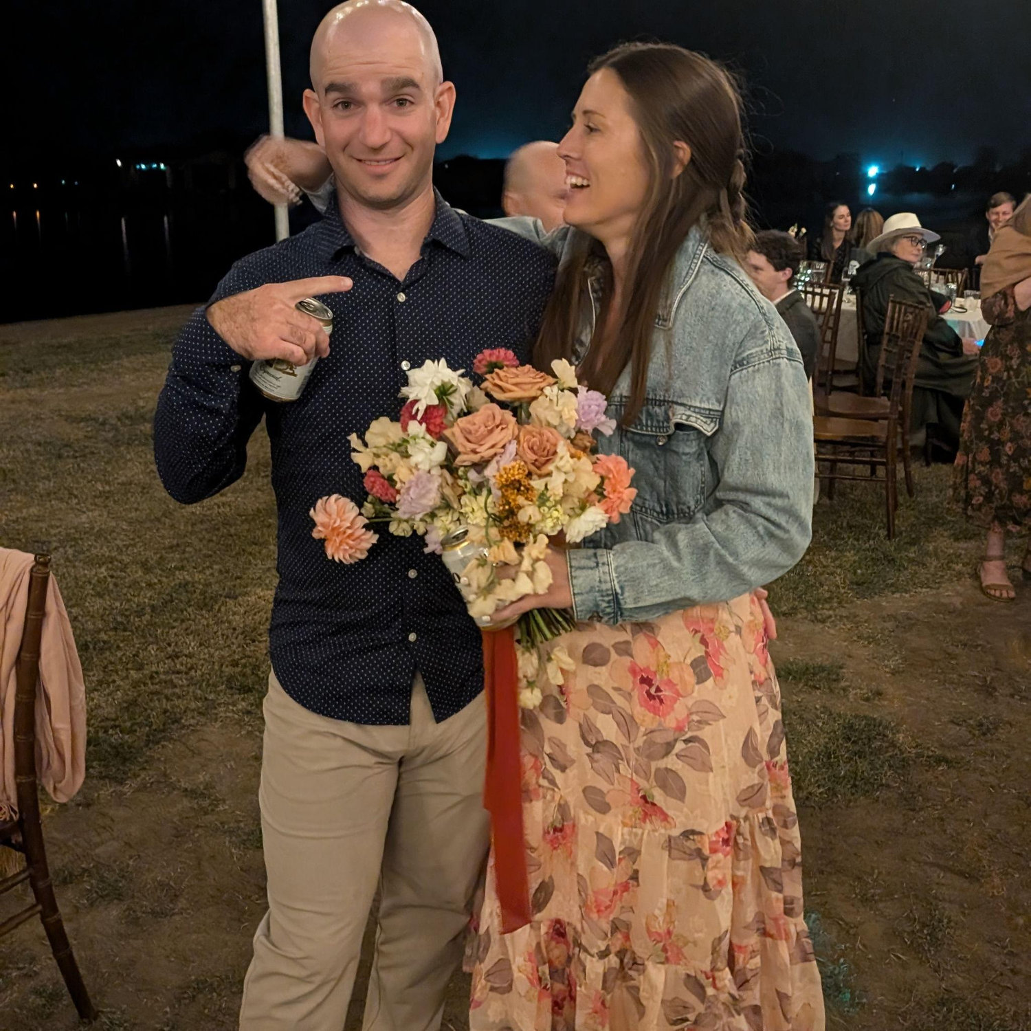 Lindsay's first time catching a bouquet at Matt and Mary Hayhurst's wedding in October 2024