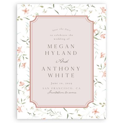Light Mauve, Pink Wedding Digital Save the Date - Vasara Portrait