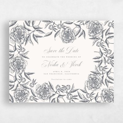 Charcoal, Beige Wedding Save the Date - Pivoine Landscape