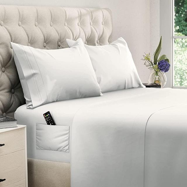 Extra Deep Pocket Sheets Set Microfiber Sheet Set Bed Sheet Sets Microfiber Sheets Microfiber Bed Sheets - Cooling Sheets Cooling Bed Sheets Extra Deep Sheets Super Soft Sheets King Size, White