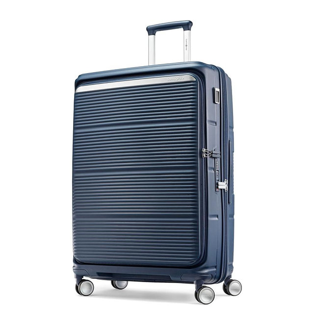 Samsonite Paralux Large Checked Luggage - Innovative Design - Quick Access Front Pocket - Dual Suspension Wheel Technology - TSA Lock - Expandable - Includes Removable Packing Cubes - Midnight Navy