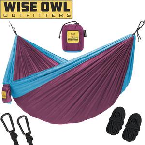 Hammock for Camping Single & Double Hammocks - Top Rated Best Quality Gear For The Outdoors Backpacking Survival or Travel - Portable Lightweight Parachute Nylon SO Fuchsia Sky Blue