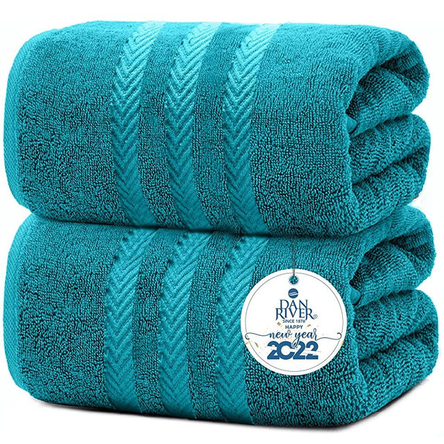 DAN RIVER 100% Cotton Bath Sheet Set of 2| Soft Bath Sheets| Oversized Bath Towels| Quick Dry Bath Sheets| Absorbent Bath Sheets| Bath Sheets Spa Hotel|Teal Bath Sheet Towel Set|35x70 in|550 GSM