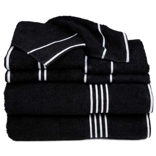 8pc Striped Towels Set Black - Yorkshire Home
