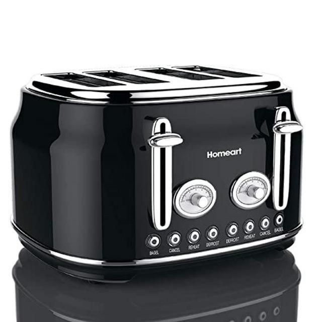 Homeart Artisan Toaster, 4 Slice, Black