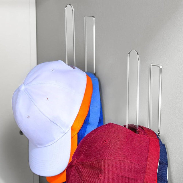 Daoun 2 Packs Hat Hangers for Wall - Hat Hook Acrylic Baseball Hat Rack Adhesive Baseball Cap Organizer Hat Holder for Wall Closet Door Bedroom Organization