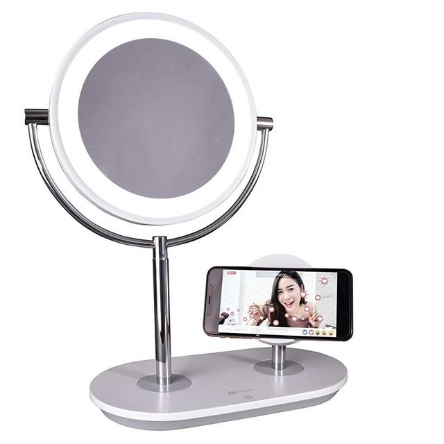 OttLite LED Makeup Mirror with Wireless Charging Stand