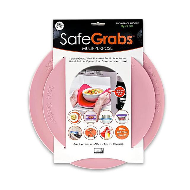Safe Grabs: Multi-Purpose Silicone Original Microwave Mat as Seen on Shark Tank | Splatter Guard, Trivet, Hot Pad, Pot Holder, Minimize Mess (BPA Free, Heat Resistant, Dishwasher Safe), Dusty Rose