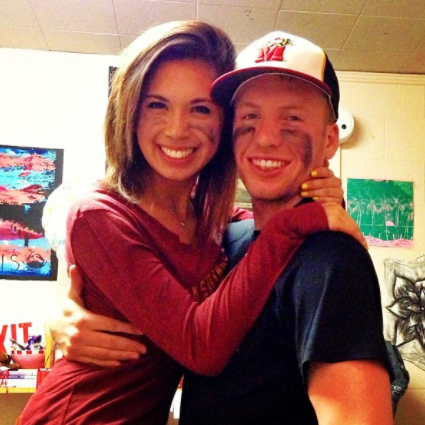 Mike played baseball in college. During Mike's senior year, we both met at one of his baseball team's parties, and the rest was history.