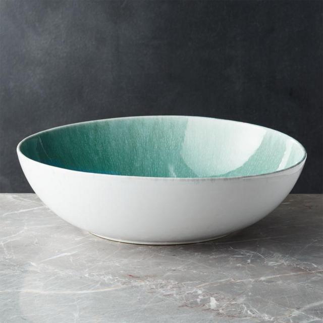 Caspian Aqua Reactive Glaze Serving Bowl