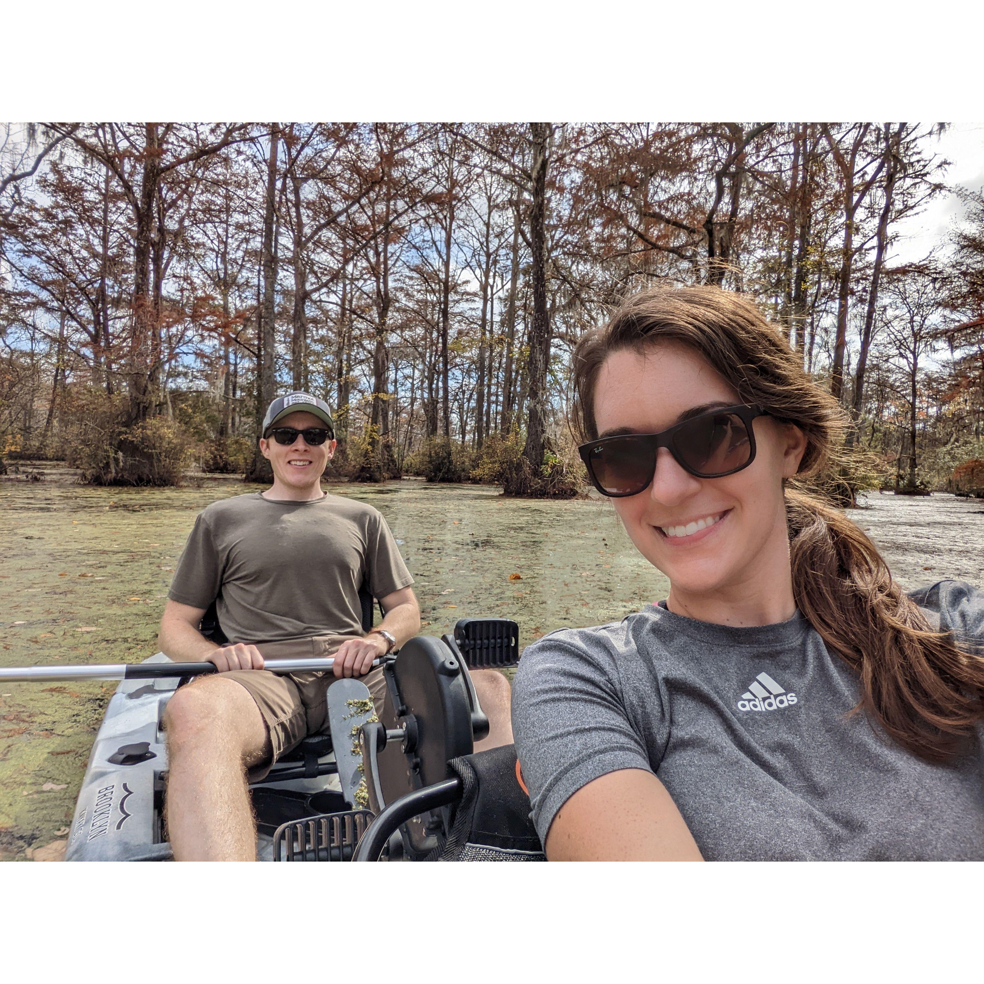 Kayaking in the swamps of north eastern NC at Merchant's Millpond .. all part of our adventure to go to every NC state park! -November 2022