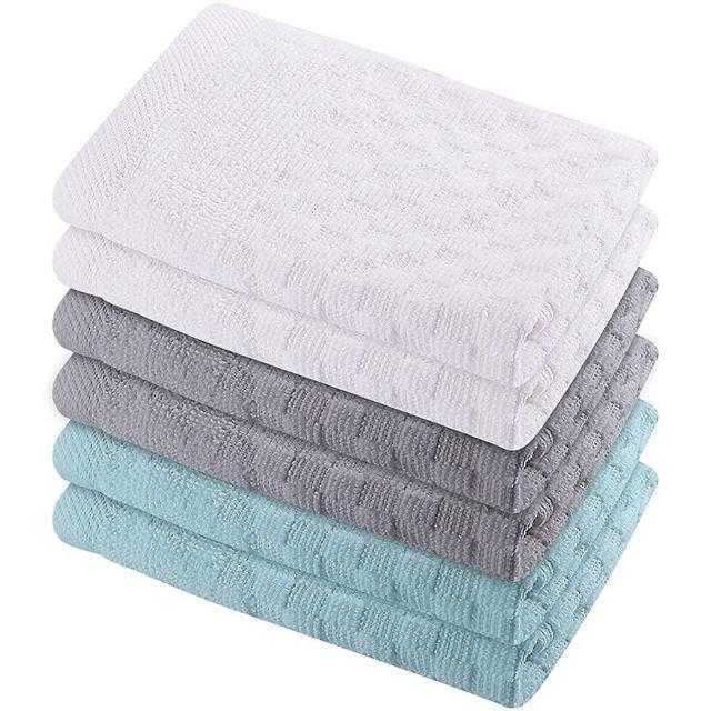 12x12 inches Waffle Weave Washcloths 6 Pack, Soft, Durable, Highly Absorbent and Luxurious (Teal)