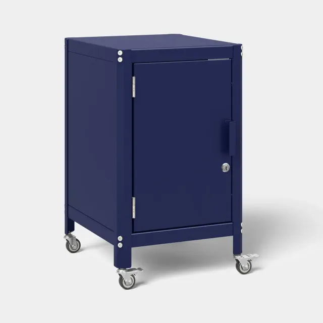 Dorm Metal Rolling Locker Storage Cabinet with Lock Navy - Room Essentials™