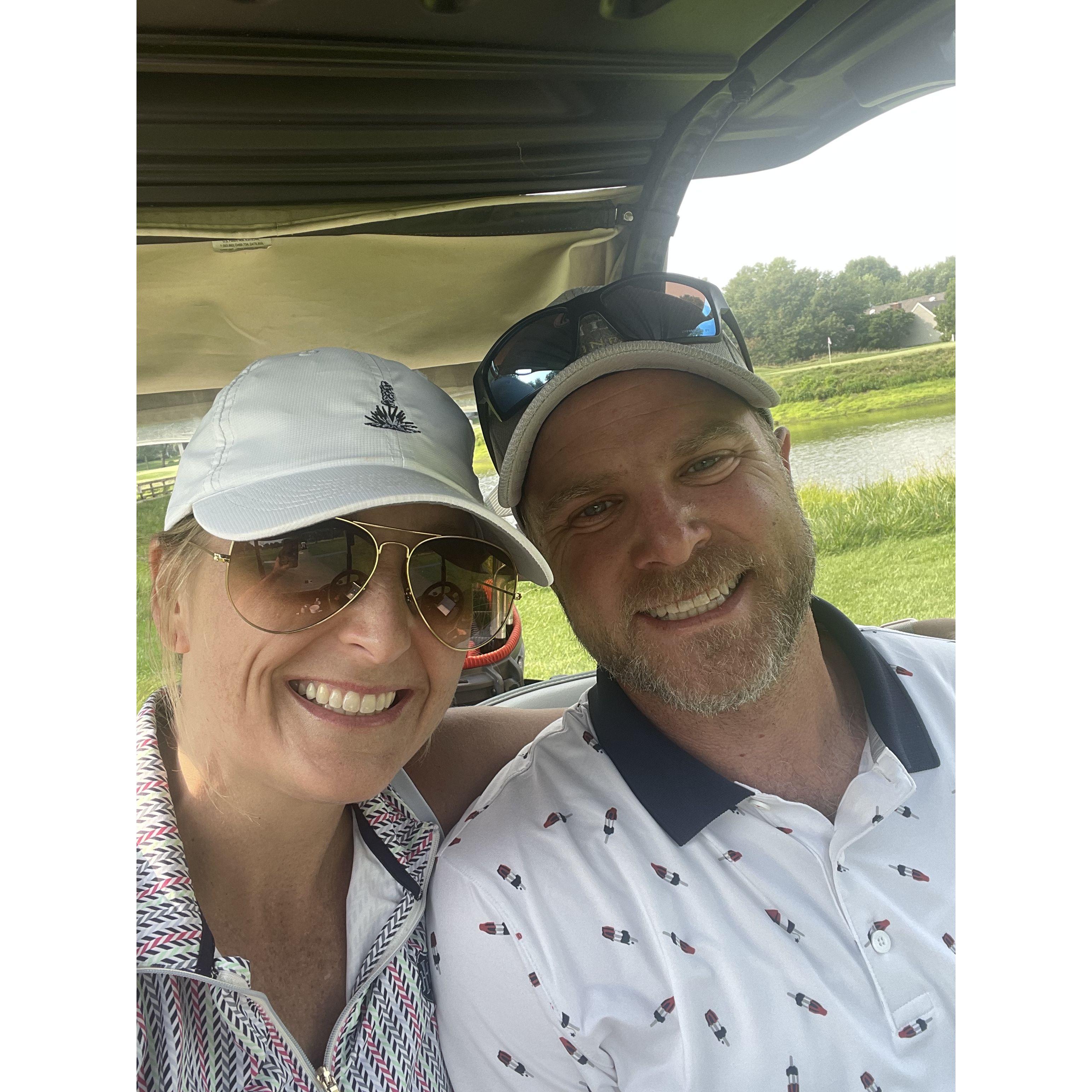 Jeff LOVES to golf, so Jaimie attempting to learn
