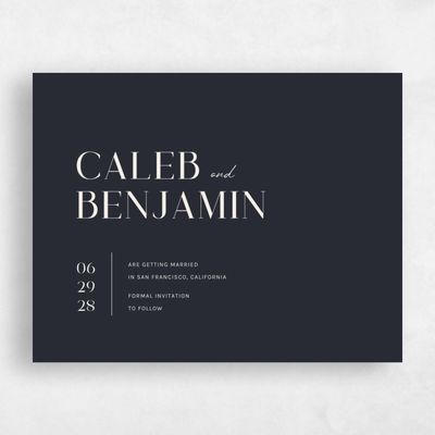 Charcoal, Black Wedding Save the Date - Latona Landscape