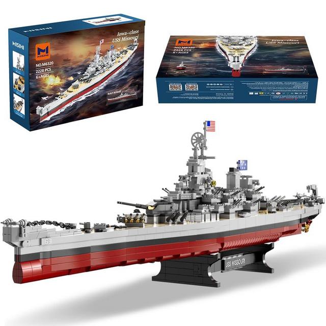 MISINI M6320 Military Series World War II Battleship Building Kit, 2228 Teile USS Missouri Battleship, Toy Gift Ship Building Block Set for Adult Collection(Iowa)