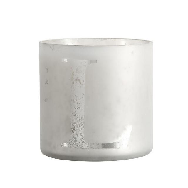 Alphabet Mercury Glass Scented Candle, Frosted Pine, Silver, L
