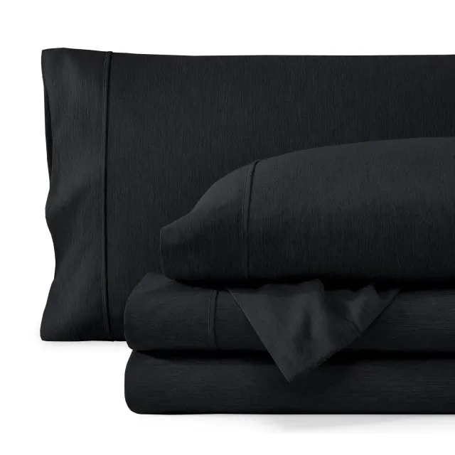 4 Piece Ultra Soft Easy Care Heathered Sheet Set by Bare Home - California King, Heathered Black