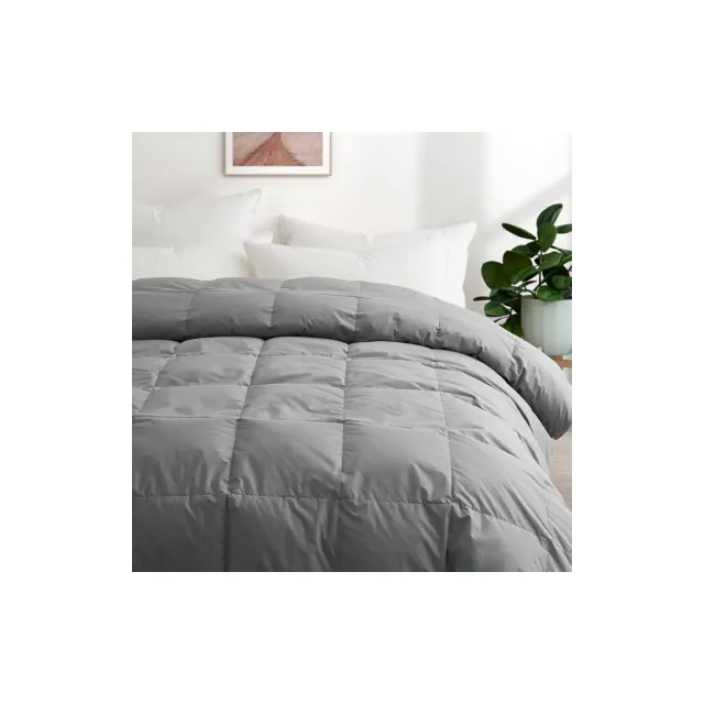 Puredown All Season 100% Organic Cotton Down Duvet Insert Medium Warmth Comforter, Gray, King