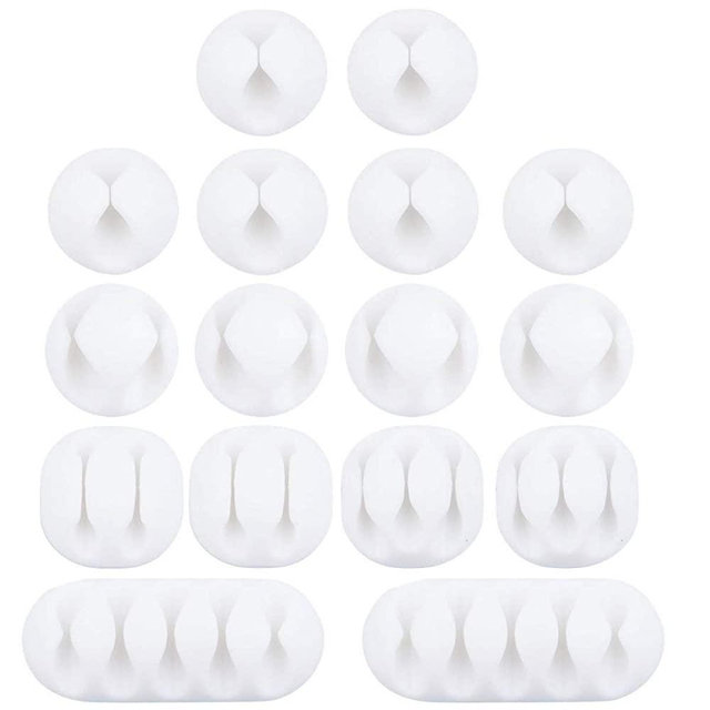 16 Pack OHill Multipurpose Cable Clips Holders for Organizing Cable Cords Home and Office, Self Adhesive Cord Holders