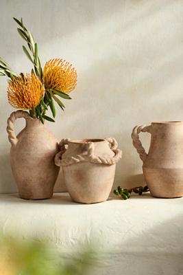 Braided Handle Terracotta Vase