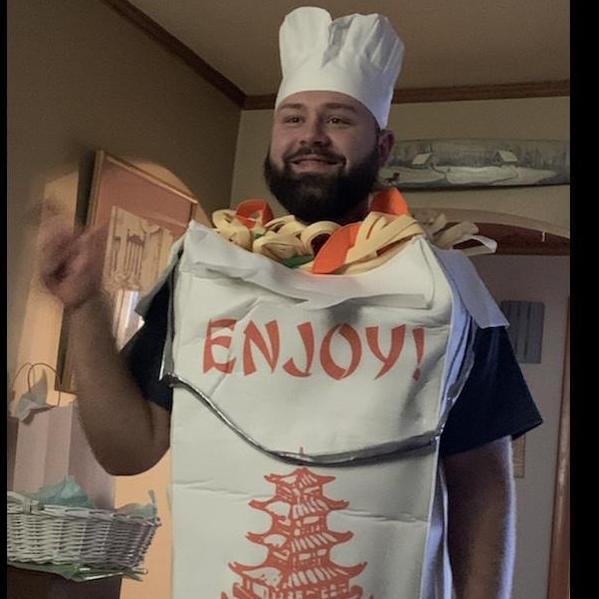 Matt and I met on Halloween & he was dressed in a Chinese take out box lol.