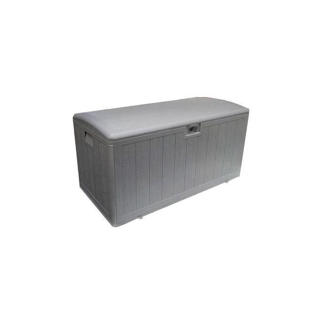 Plastic Development Group 105-Gallon Weather-Resistant Resin Outdoor Storage Patio Deck Box with Soft-Close Lid, Driftwood Gray
