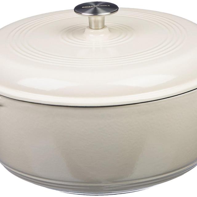 Enameled Cast Iron Covered Dutch Oven, 7.5-Quart, White
