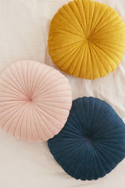 Shelly Round Velvet Pillow - Gold